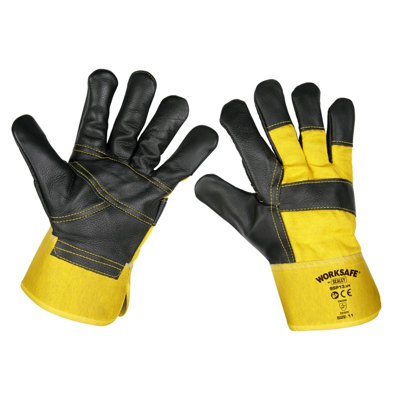 Sealey Rigger’s Gloves Hide Palm – Pack of 6 Pairs