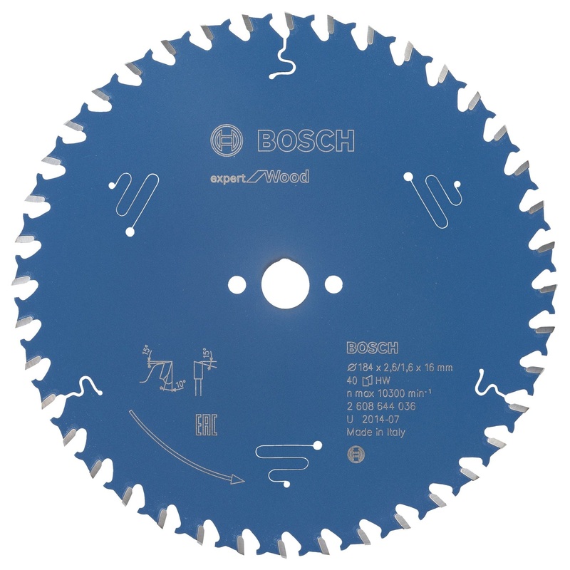 Bosch Professional Circular Saw Blade Expert for Wood – 184 x 16 x 2.6 mm, 40 Teeth