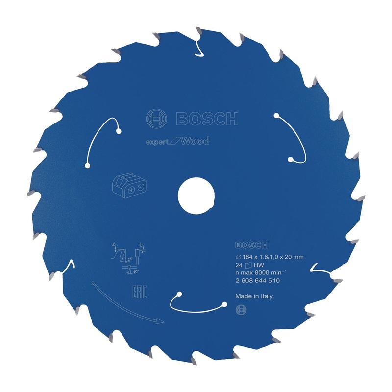 Bosch Professional Expert Circular Saw Blade for Wood – Cordless Saws – 184×1.6/1×20 T24