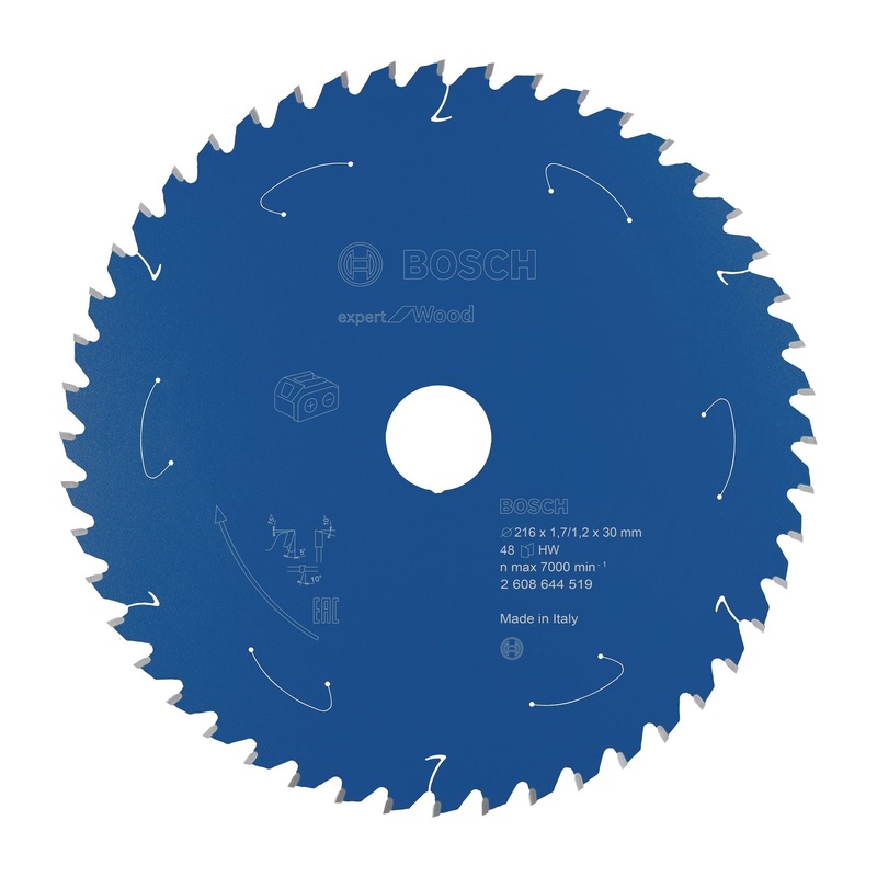 Bosch Professional Expert Circular Saw Blade for Wood – Cordless Saws – 216×1.7/1.2×30 T48