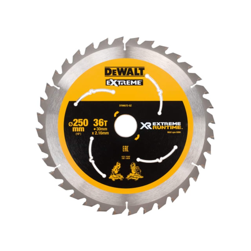 DEWALT Extreme Runtime FlexVolt Mitre Saw Blade 250 x 30mm x 36T