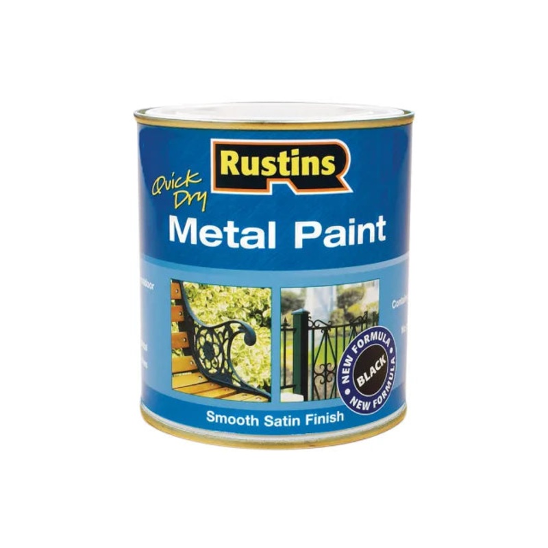 Rustins Quick Drying Metal Paint Smooth Satin Black 1 Litre