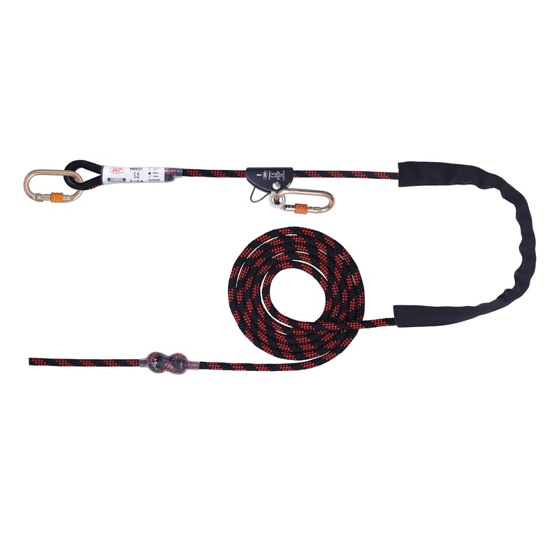 JSP 5m Adjustable Work Positioning Lanyard – Fixed Rope Grab + 2 Karabiners