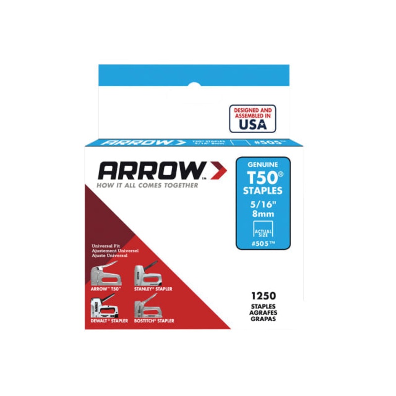 Arrow T50 Staples 8mm (5/16in) (Box 1250)