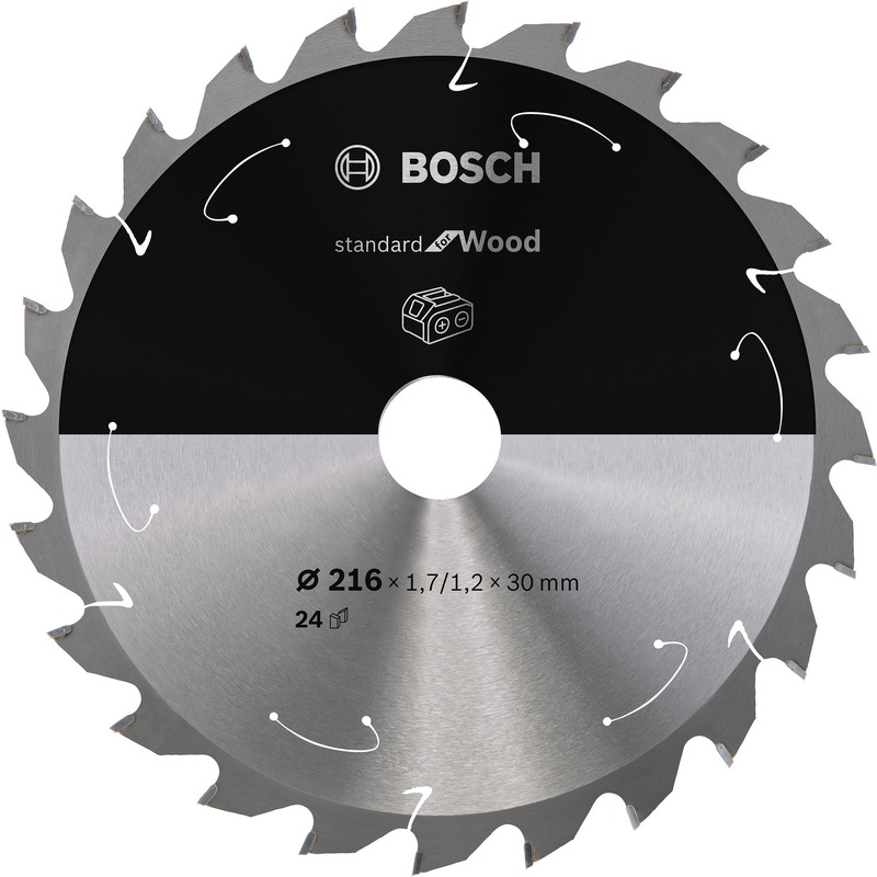 Bosch Professional Circular Saw Blade for Cordless Saws – Standard for Wood – 216×1.7/1.2×30 T24