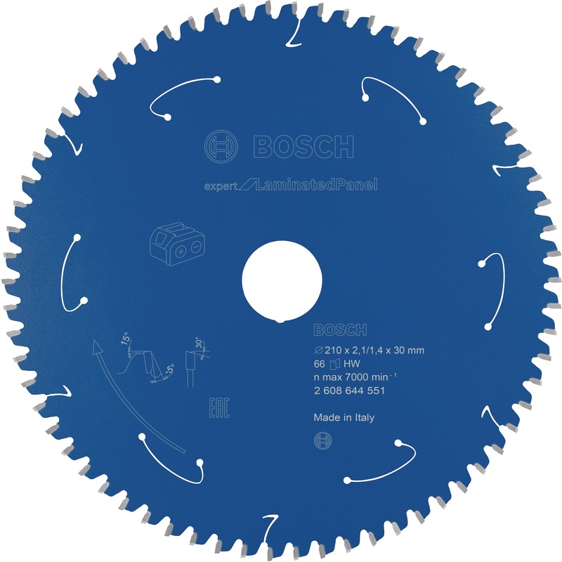 Bosch Professional Expert Circular Saw Blade for Cordless Saws – Laminated Panel, 210×2.1/1.4×30 T66