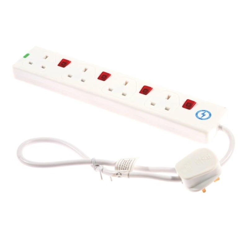 SMJ Extension Lead 240V 4-Way 13A Surge Protection Switched 0.75m