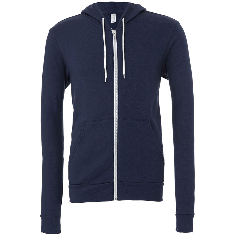 Bella Canvas Unisex Polycotton Fleece Full-Zip Hoodie – Navy