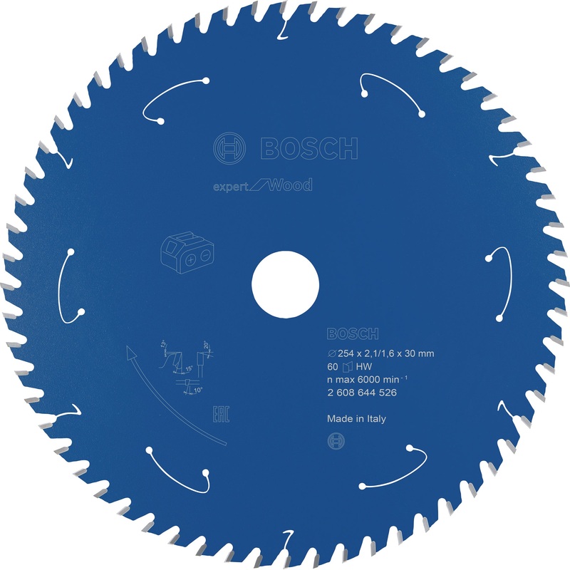 Bosch Professional Expert Circular Saw Blade for Wood – Cordless Saws – 254×2.1/1.6×30 T60