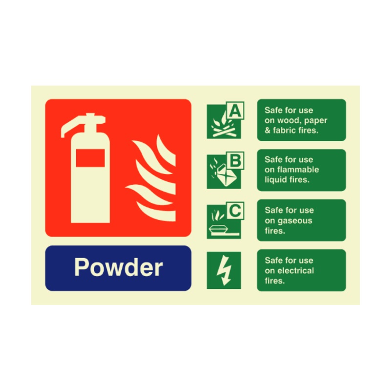 Powder ID Sign Photoluminescent (Landscape) 150mm x 100mm
