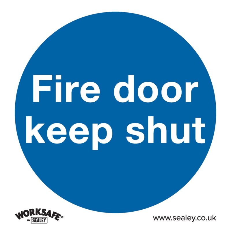 Sealey Mandatory Safety Sign – Fire Door Keep Shut – Rigid Plastic – Pack of 10