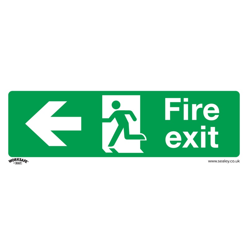 Sealey Safe Conditions Safety Sign – Fire Exit (Left) – Rigid Plastic – Pack of 10