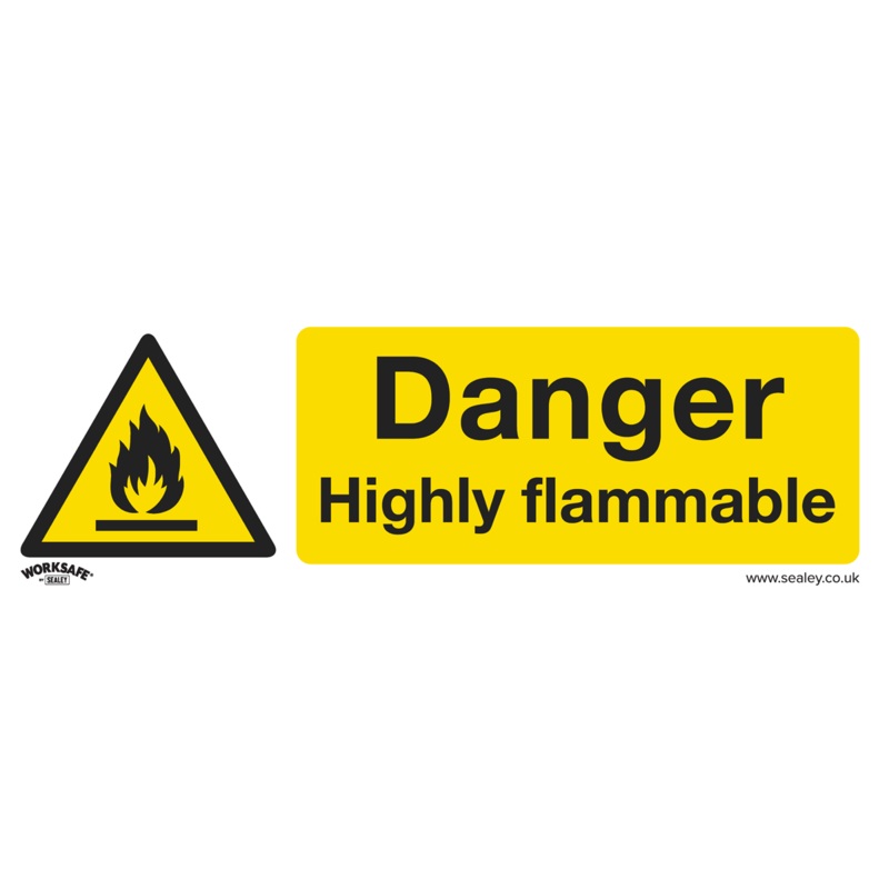Sealey Safety Sign – Danger Highly Flammable – Self-Adhesive Vinyl – Pack of 10