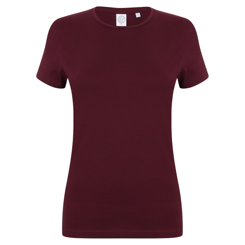 Sf Feel Good Women’s Stretch T-Shirt – Burgundy