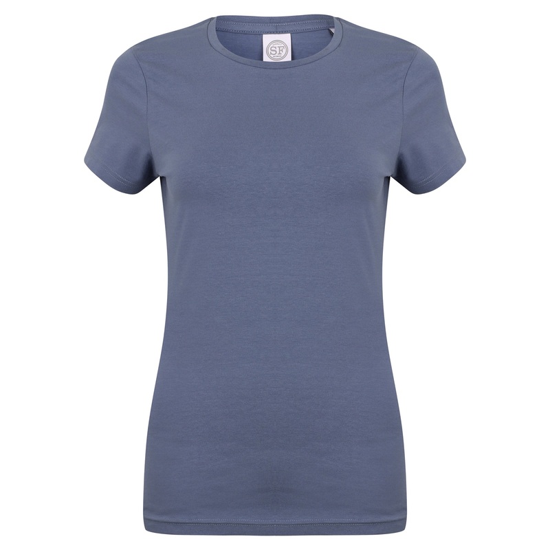 Sf Feel Good Women’s Stretch T-Shirt – Heather Navy