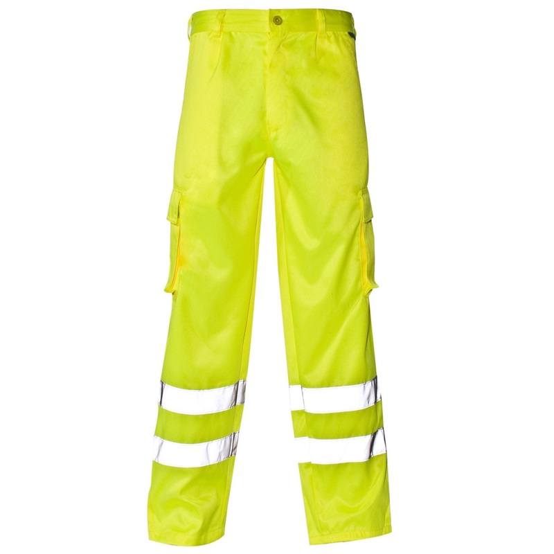 Supertouch Hi Vis Yellow Combat Trousers Ankle Band – Regular