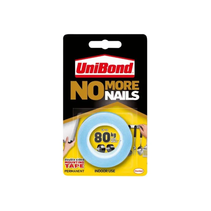 UniBond No More Nails Indoor Permanent Mounting Tape Roll 19mm x 1.5m