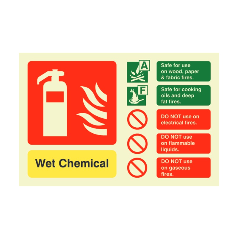 Wet Chemical ID Sign Photoluminescent (Landscape) 150mm x 100mm
