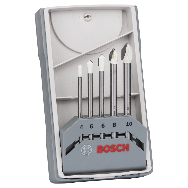 Bosch Professional CYL-9 SoftCeramic 5-Piece Tile Drill Bit Set – 4.0, 5.0, 6.0, 8.0, and 10.0 mm
