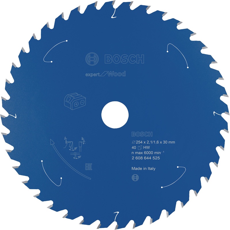 Bosch Professional Expert Circular Saw Blade for Wood – Cordless Saws – 254×2.1/1.6×30 T40
