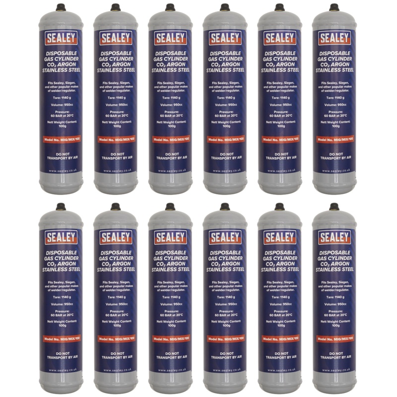 Sealey Gas Cylinder Disposable Carbon Dioxide/Argon 100g – Box of 12