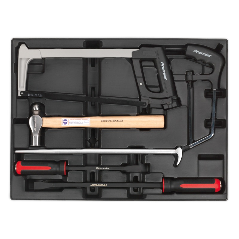 Sealey Tool Tray with Pry Bar, Hammer & Hacksaw Set 6pc