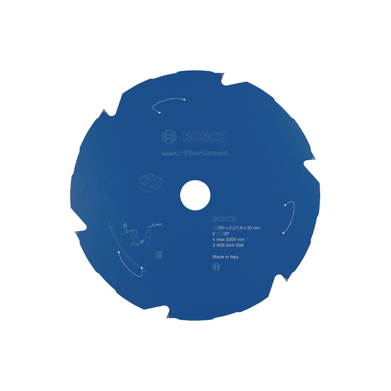Bosch Professional Expert Fibre Cement Circular Saw Blade for Cordless Saws – 250×2.2/1.6×30 T6