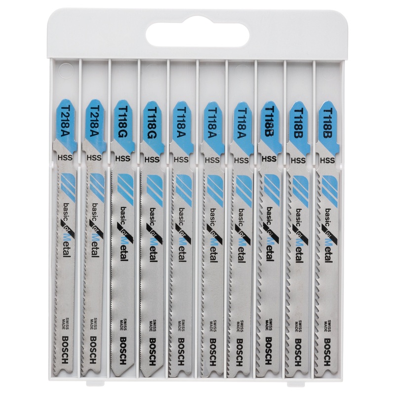Bosch Professional 10-Piece Jigsaw Blade Set for Metal – T218A (2x), T118G (2x), T118A (3x), T118B (3x)