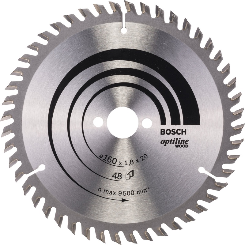 Bosch Professional Optiline Wood Circular Saw Blade – 160mm x 20/16mm x 1.8mm, 48 Teeth