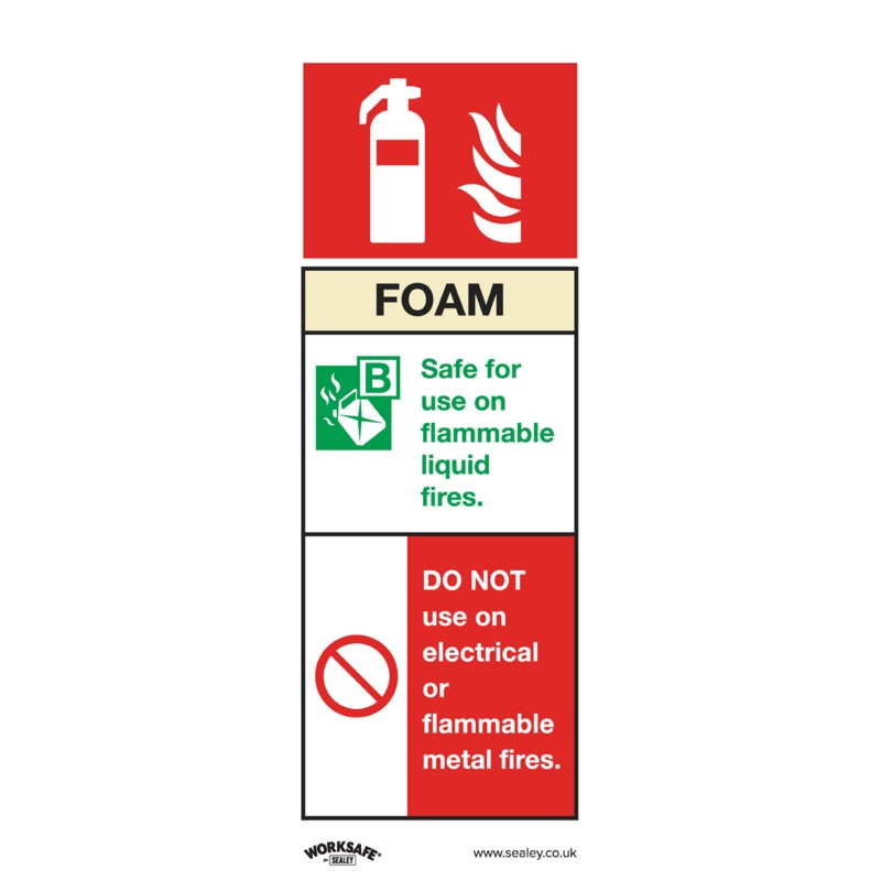 Sealey Safe Conditions Safety Sign – Foam Fire Extinguisher – Self-Adhesive Vinyl