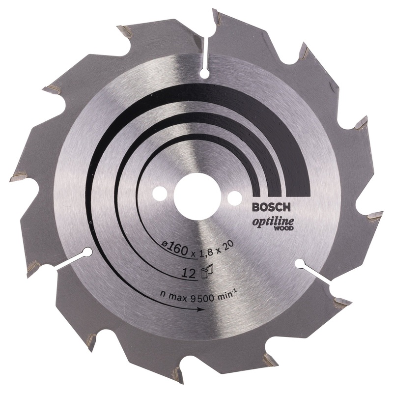 Bosch Professional Optiline Wood Circular Saw Blade – 160 x 20/16 x 1.8 mm, 12 Teeth