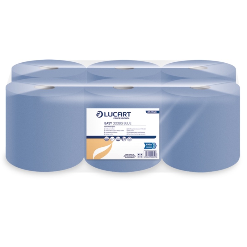 Lucart Professional EASY 300m Centrefeed Blue Rolls