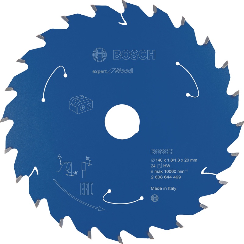 Bosch Professional Expert Circular Saw Blade for Cordless Saws – Wood, 140×1.8/1.3×20 T24