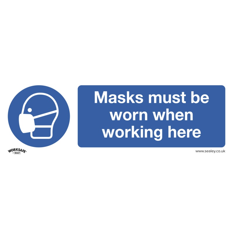 Sealey Mandatory Safety Sign – Masks Must Be Worn – Rigid Plastic