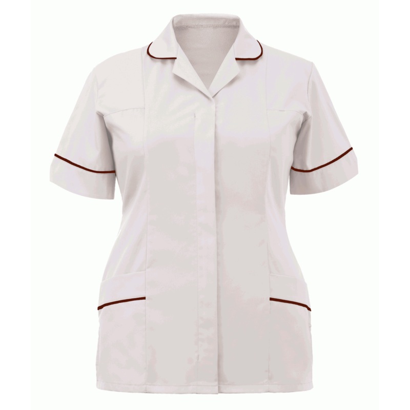 Orbit International Classic Tunic: Ladies – White / Burgundy