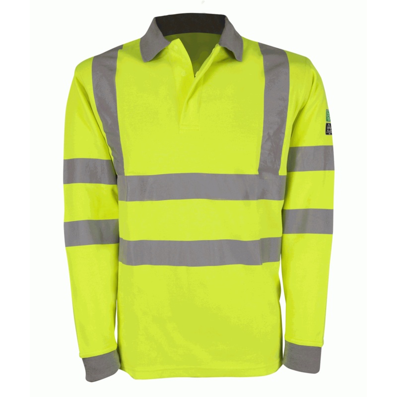 Orbit International Hertz: Inherent Fr Arc Long Sleeve Polo Shirt In Hi Vis Yellow