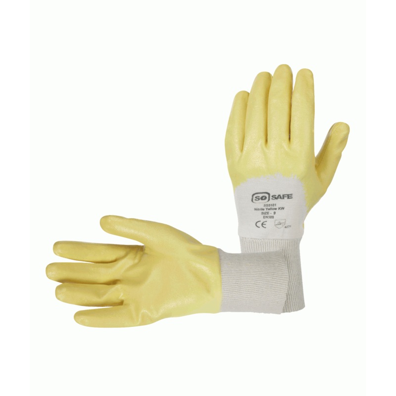 Orbit International Yellow Nitrile: Palm Coated Knit Wrist Glove