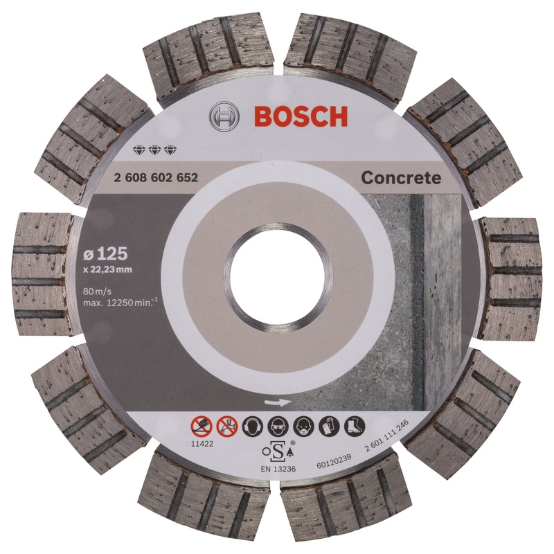 Bosch Professional Diamond Cutting Disc – Best for Concrete – 125mm x 22.23mm x 2.2mm x 12mm