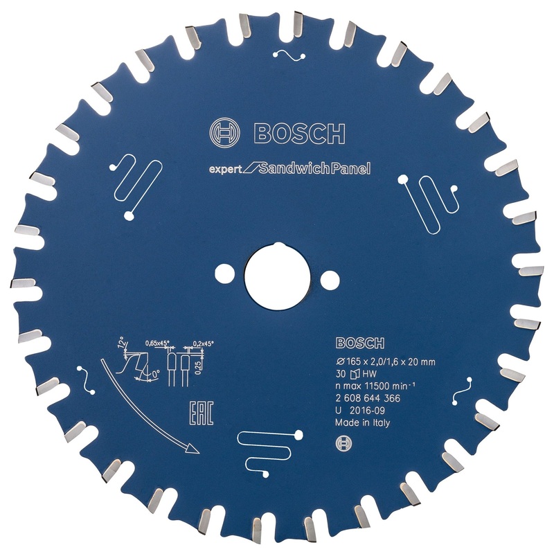 Bosch Professional Expert Circular Saw Blade for Hand Held Saws – Sandwich Panel, 165x20x2x30T