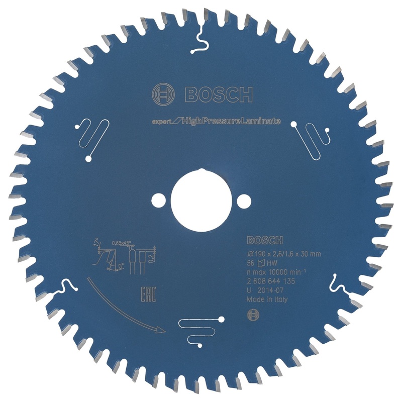 Bosch Professional Expert High Pressure Laminate Circular Saw Blade – 190 x 30 x 2.6 mm, 56 Teeth