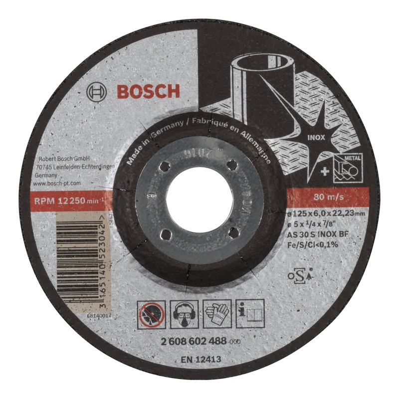 Bosch Professional Expert Inox Grinding Disc with Depressed Centre AS 30 S INOX BF – 125mm x 6.0mm