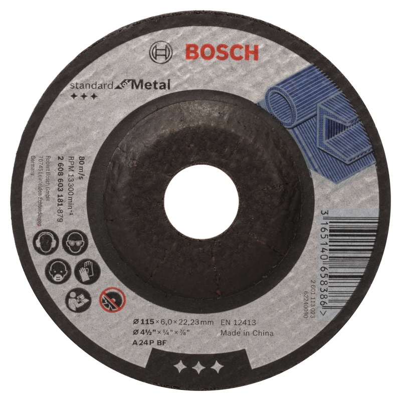 Bosch Professional Metal Grinding Disc with Depressed Centre A 24 P BF – 115mm x 22.23mm x 6.0mm