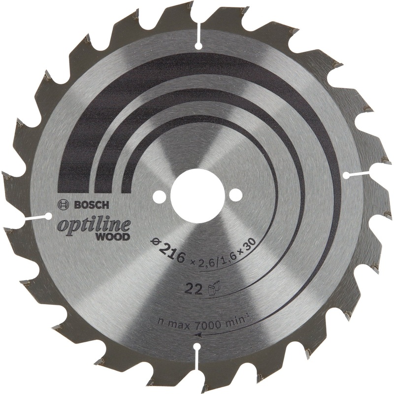 Bosch Professional Optiline Wood Circular Saw Blade – 216×2.6/1.6×30 T22