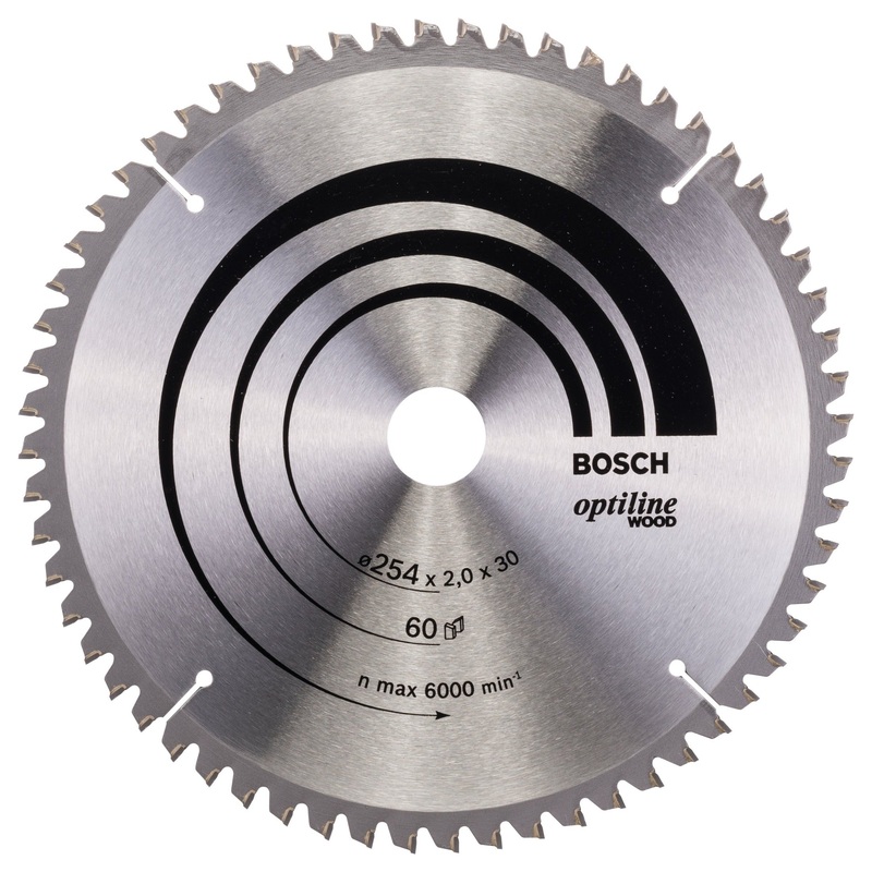 Bosch Professional Optiline Wood Circular Saw Blade – 254mm x 30mm x 2.0mm, 60 Teeth