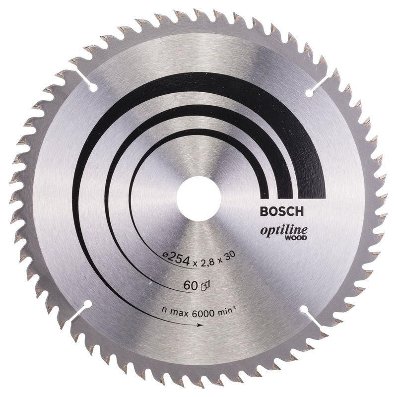 Bosch Professional Optiline Wood Circular Saw Blade – 254mm x 30mm x 2.8mm, 60 Teeth