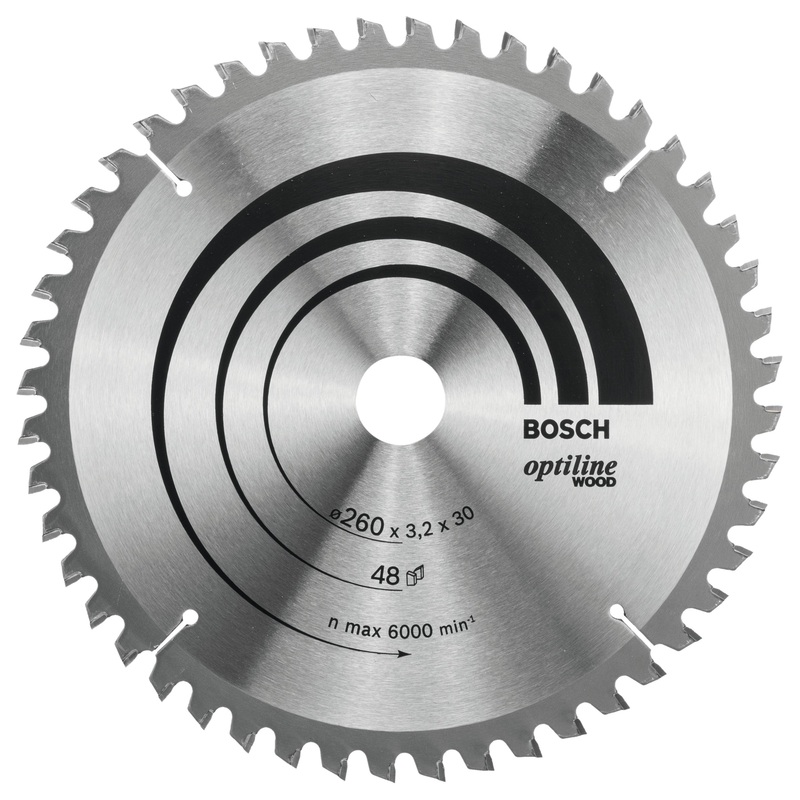 Bosch Professional Optiline Wood Circular Saw Blade – 260mm x 30mm x 3.2mm, 48 Teeth
