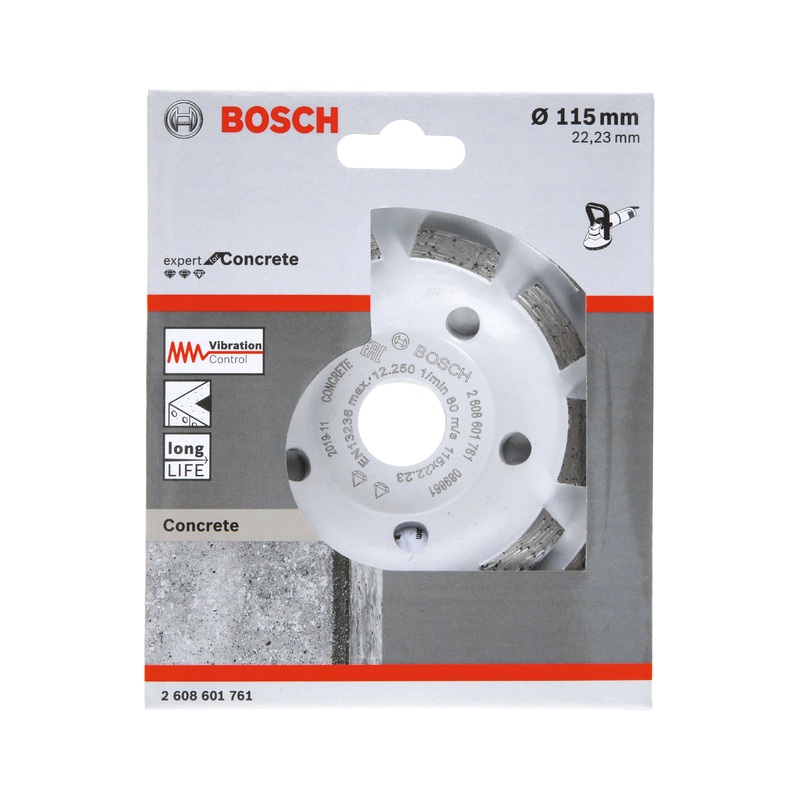 Bosch Professional Double Row Diamond Grinding Head for Concrete – Long Life, 115 x 22.23 x 5 mm