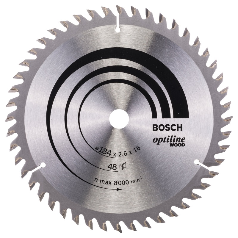 Bosch Professional Optiline Wood Circular Saw Blade – 184 x 16 x 2.6 mm, 48 Teeth