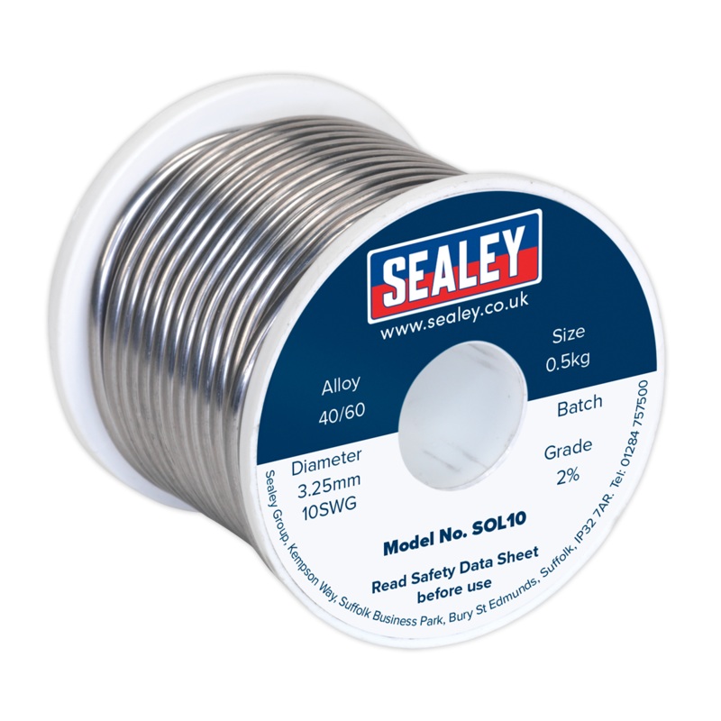 Sealey Solder Wire Quick Flow 3.25mm/10SWG 40/60 0.5kg Reel