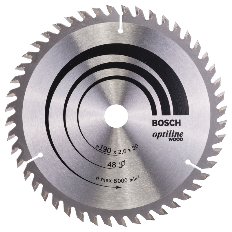 Bosch Professional Optiline Wood Circular Saw Blade – 190 x 20/16 x 2.6 mm, 48 Teeth